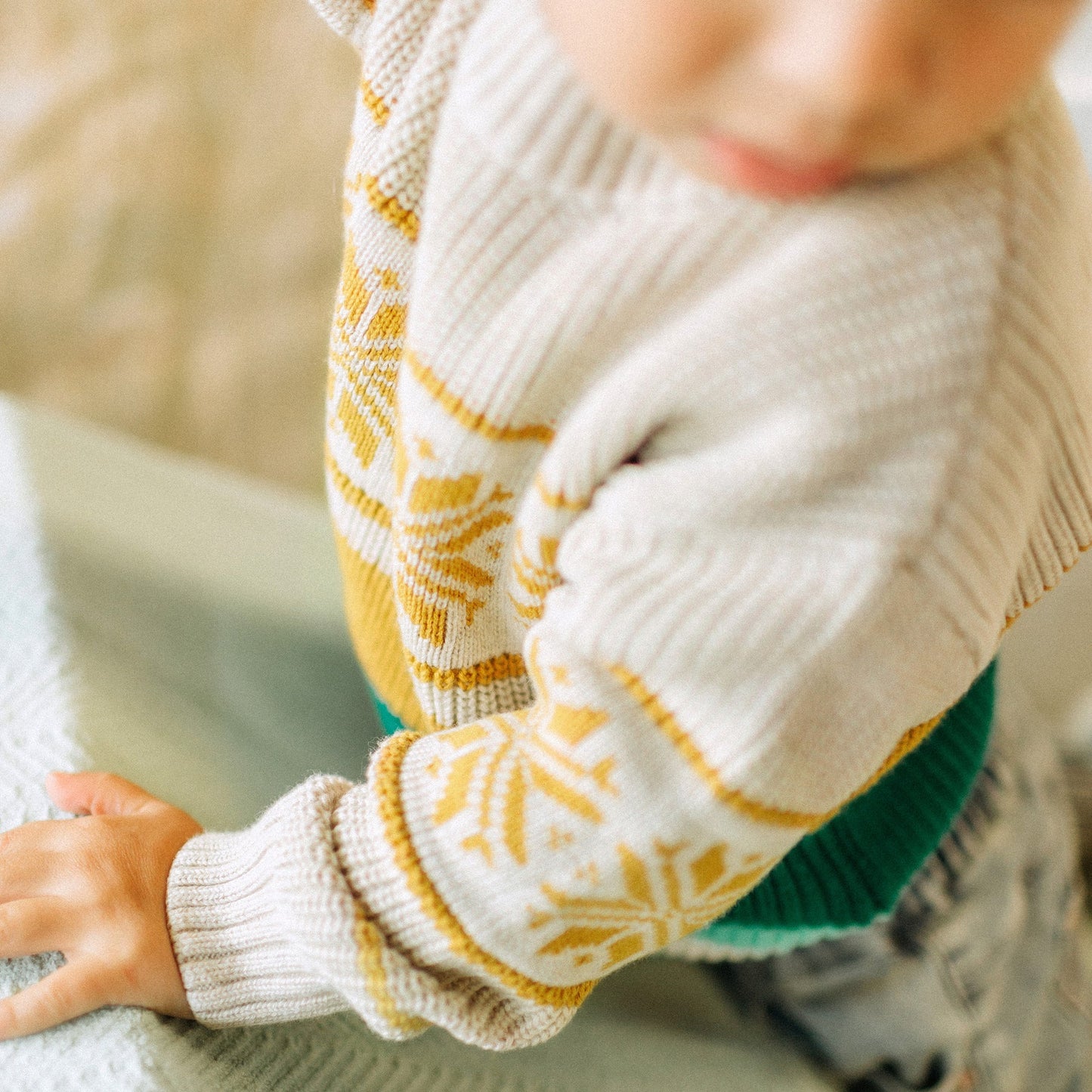 Beige/Gold/Green Sweater