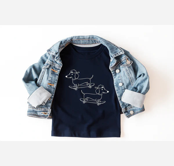Skater Pups Tee - Navy