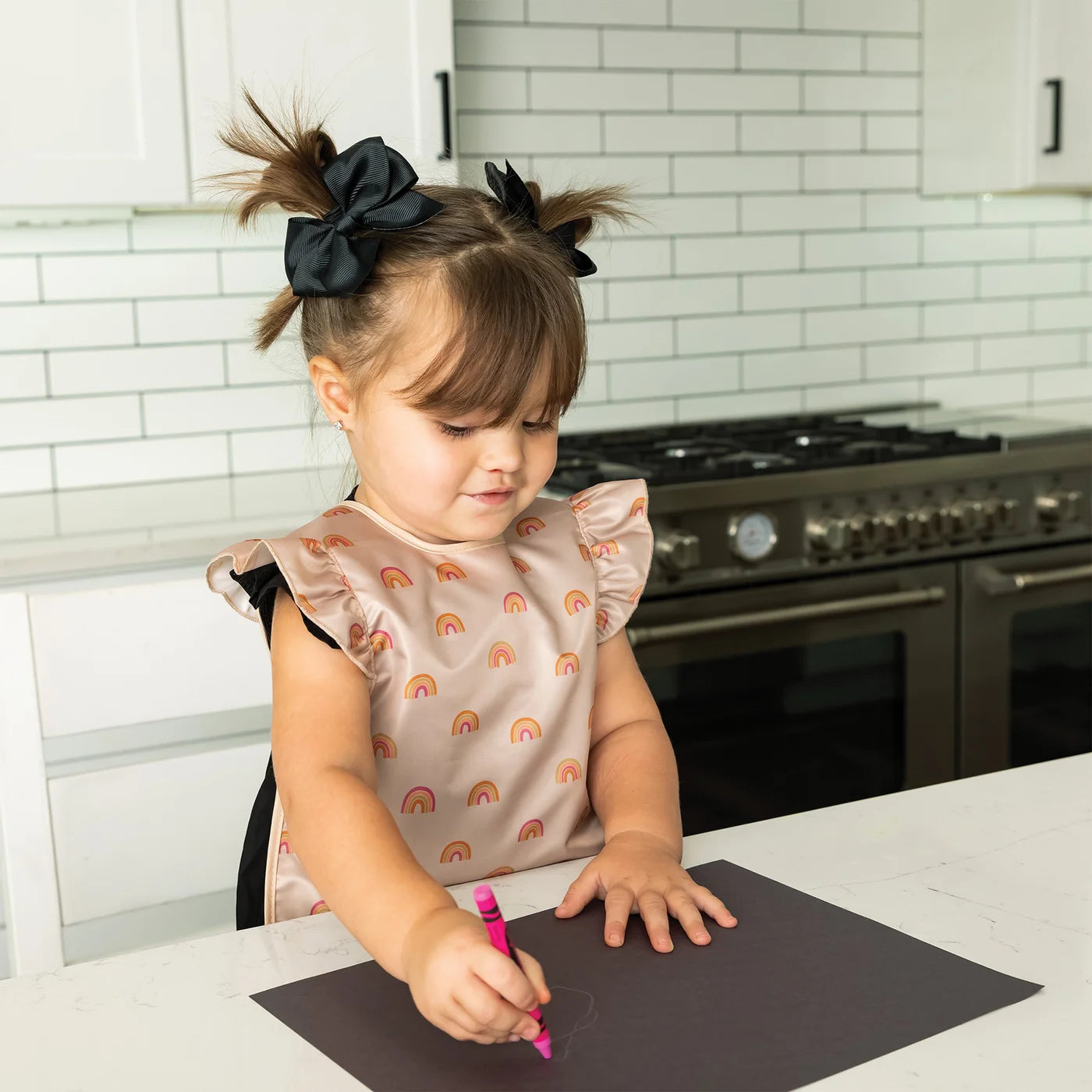 Apron Bib Ruffle - Boho Rainbow (6-24 Months)