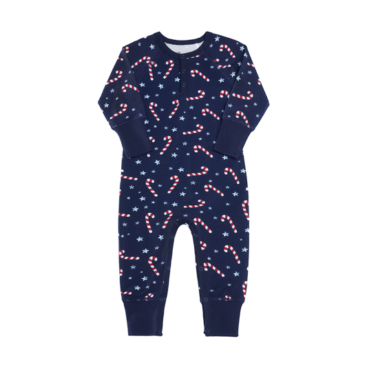 Navy Candy Cane Romper