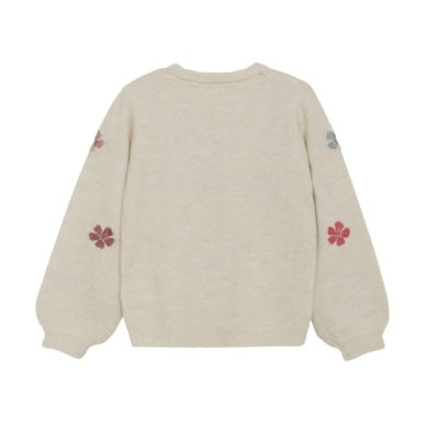 Cream Pull Over Kitted Sweater with Flowers
