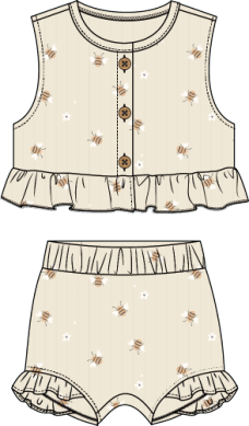 Little Bee Peplum top with Bloomers