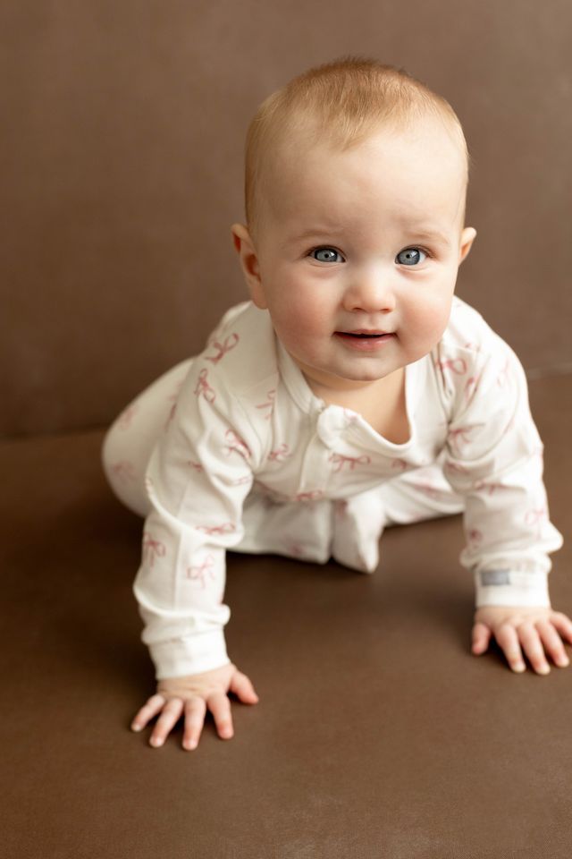 Pink Bows Cotton Modal Footie