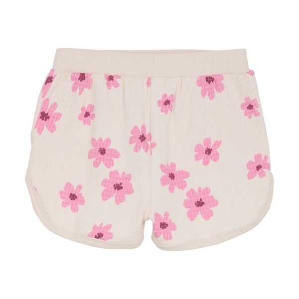 Pink Flower Cream Waffle Short