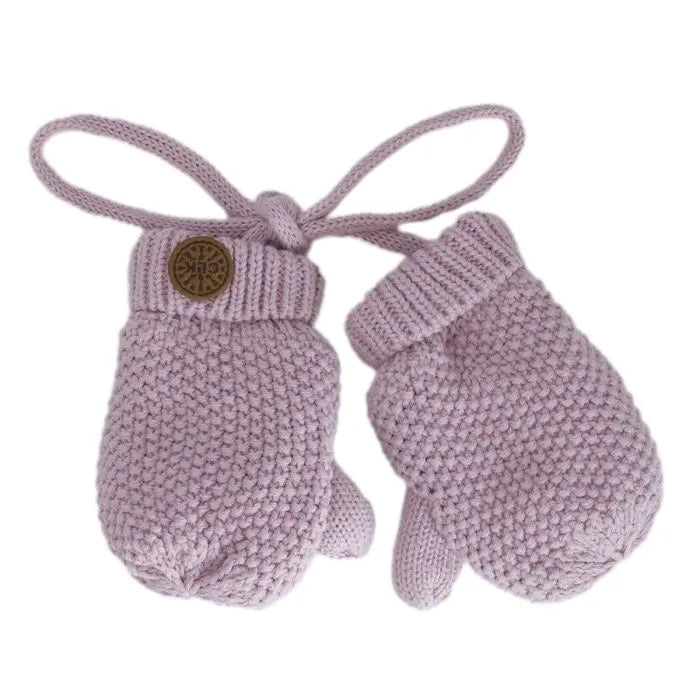 Baby Cotton Knit Mittens - Purple