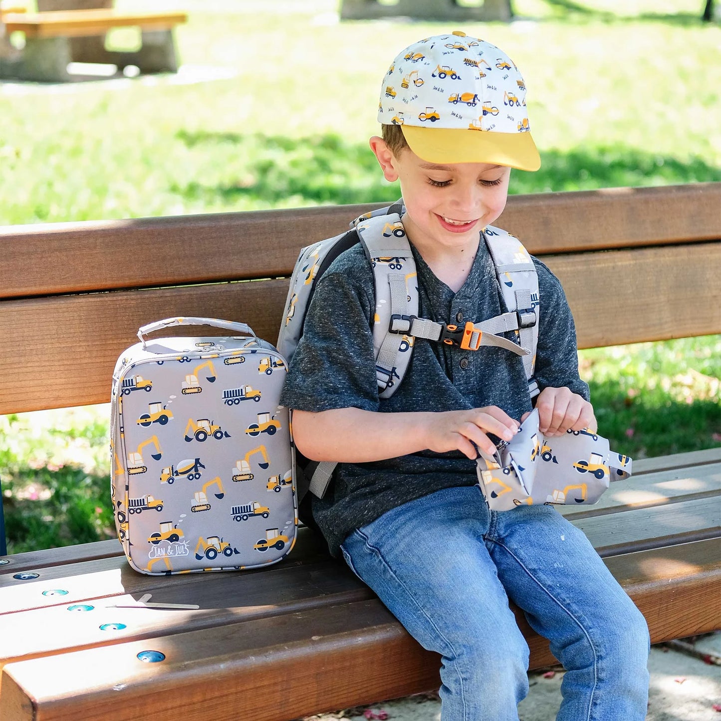 Grey Construction Kids Lunch Bag