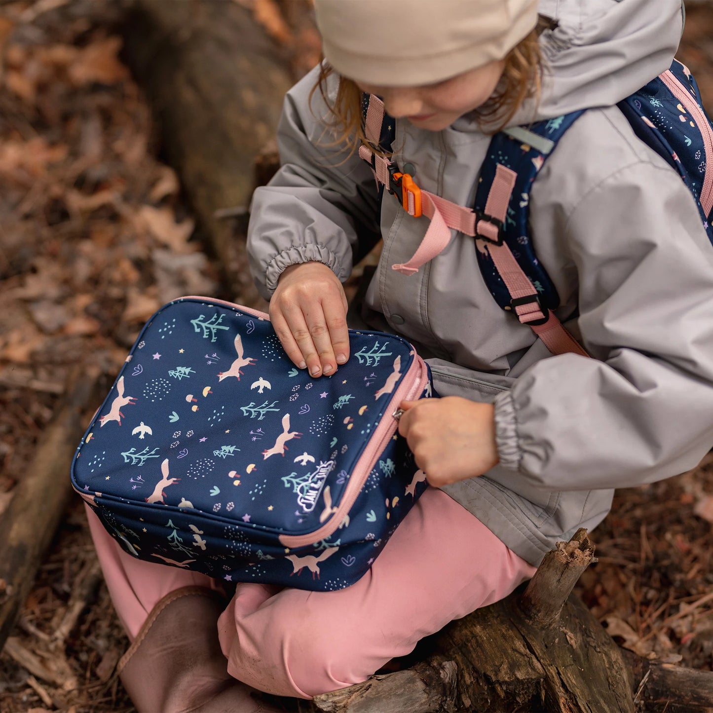 Navy Forest Kids Lunch Bag