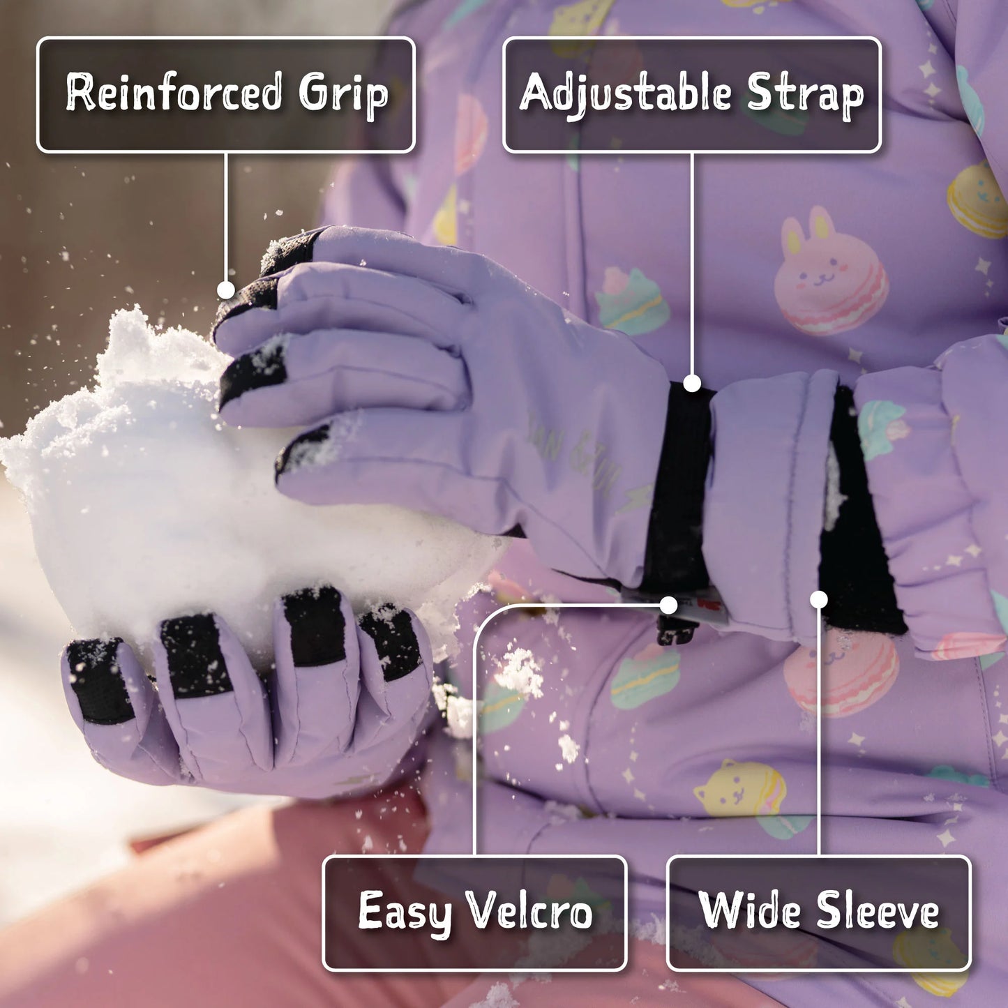 Dusty Pink | Kids Waterproof Snow Gloves