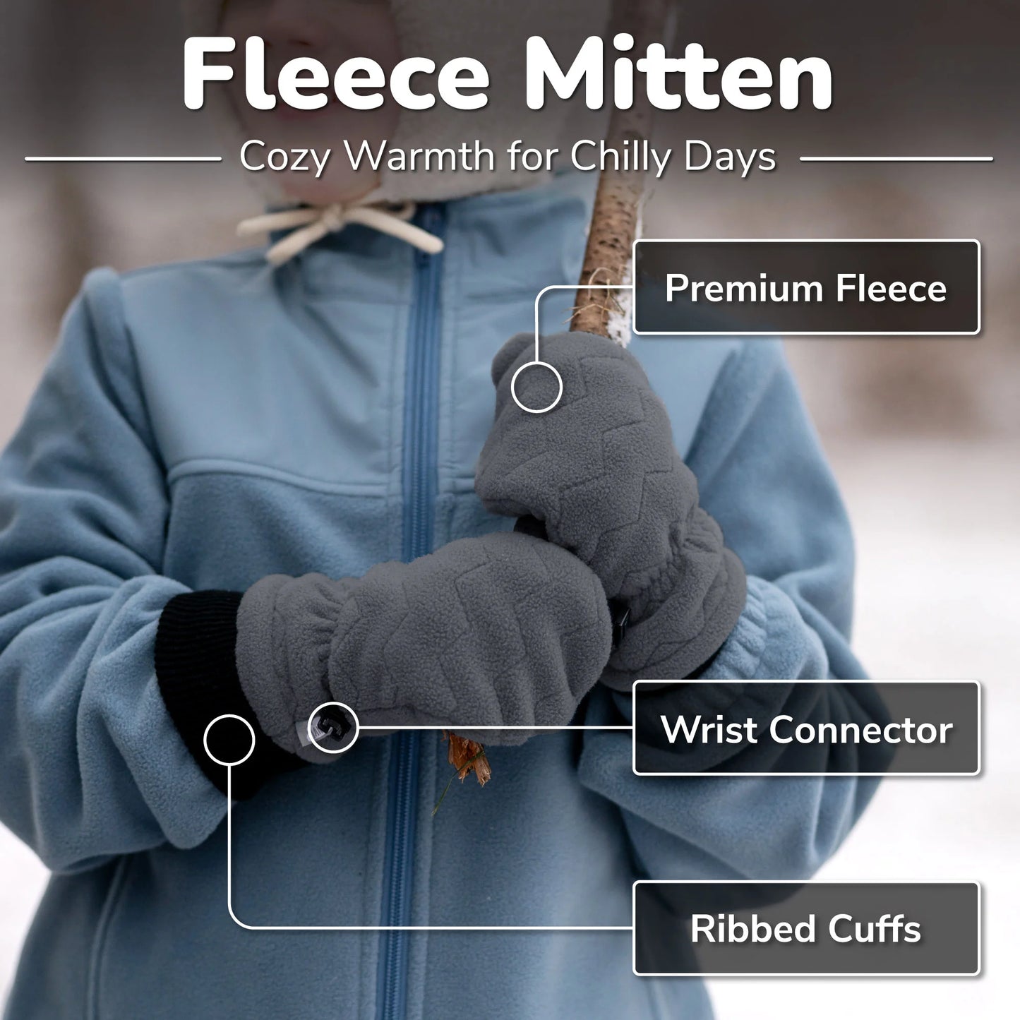 Kids Fleece Mittens | Dusty Pink