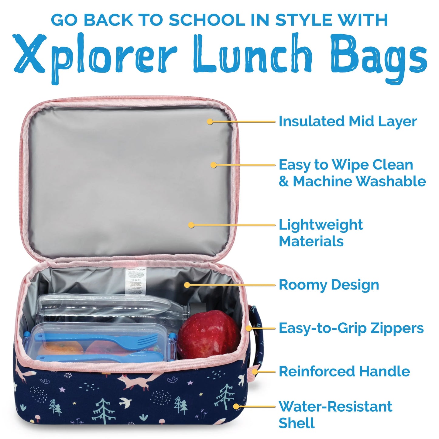 Navy Forest Kids Lunch Bag
