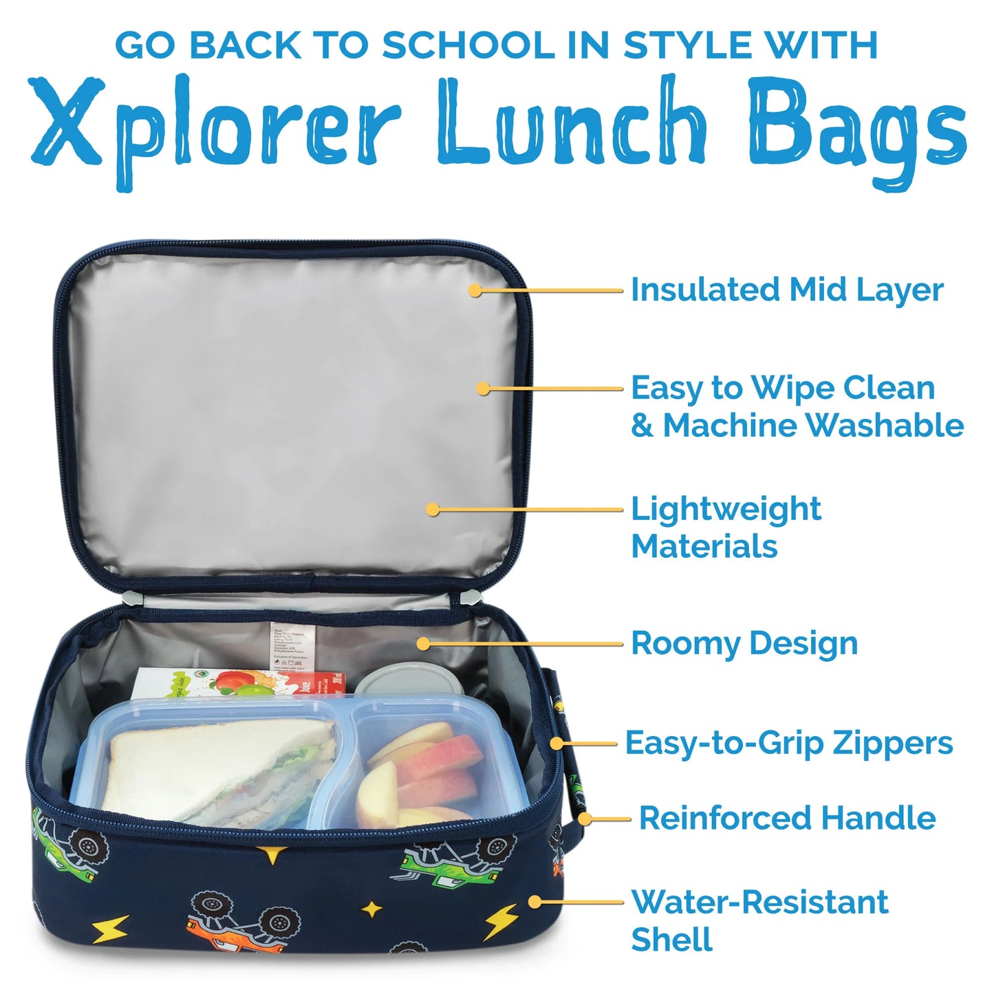 Big Trucks Kids Lunch Bag