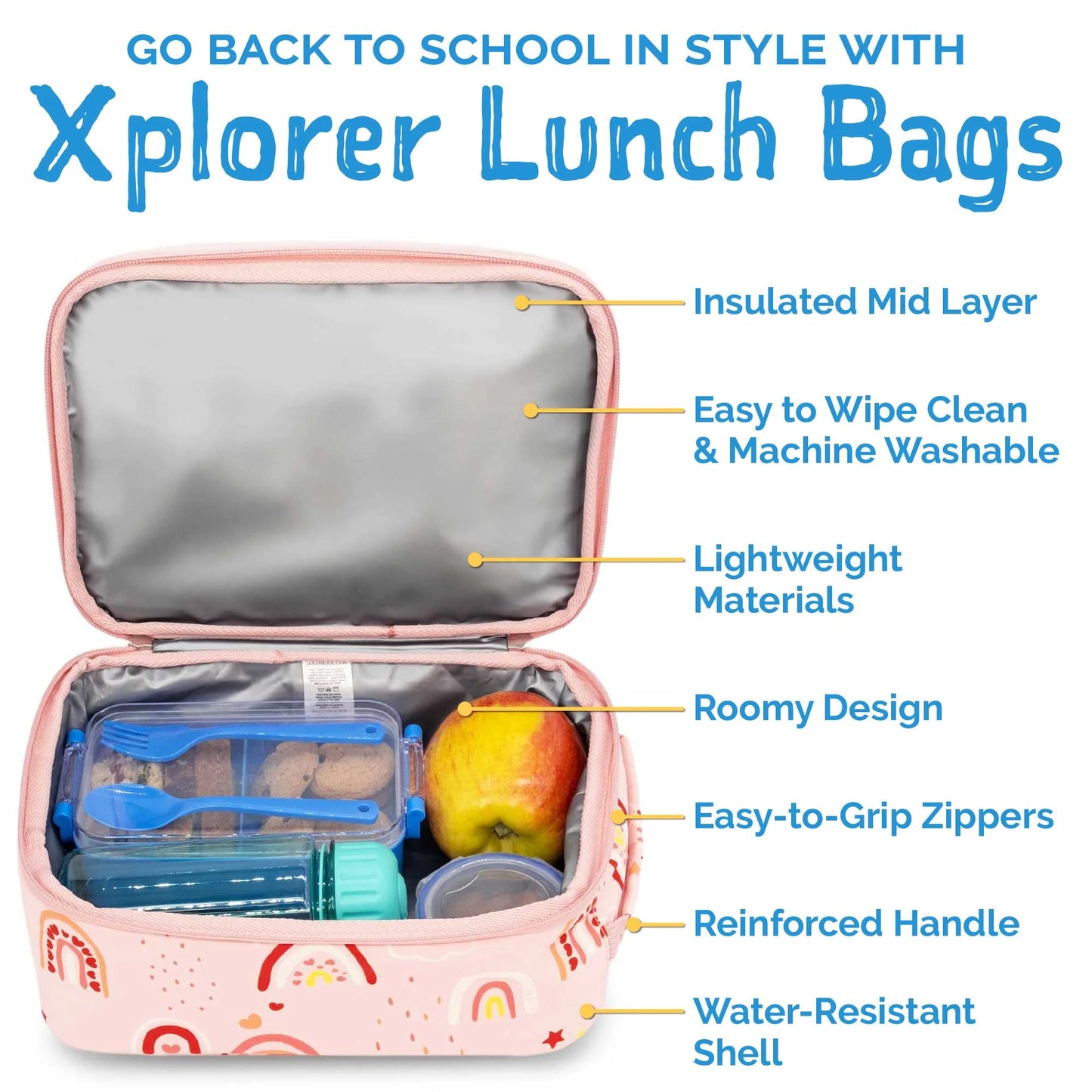 Pink Rainbow Kids Lunch Bag