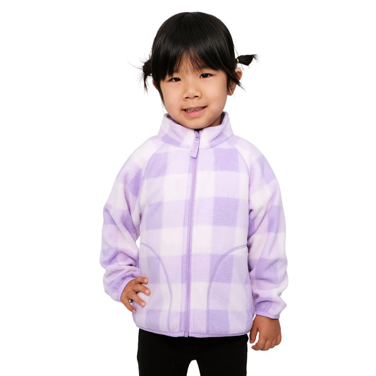 Kids Cozy Fleece Jacket | Lavender Plaid