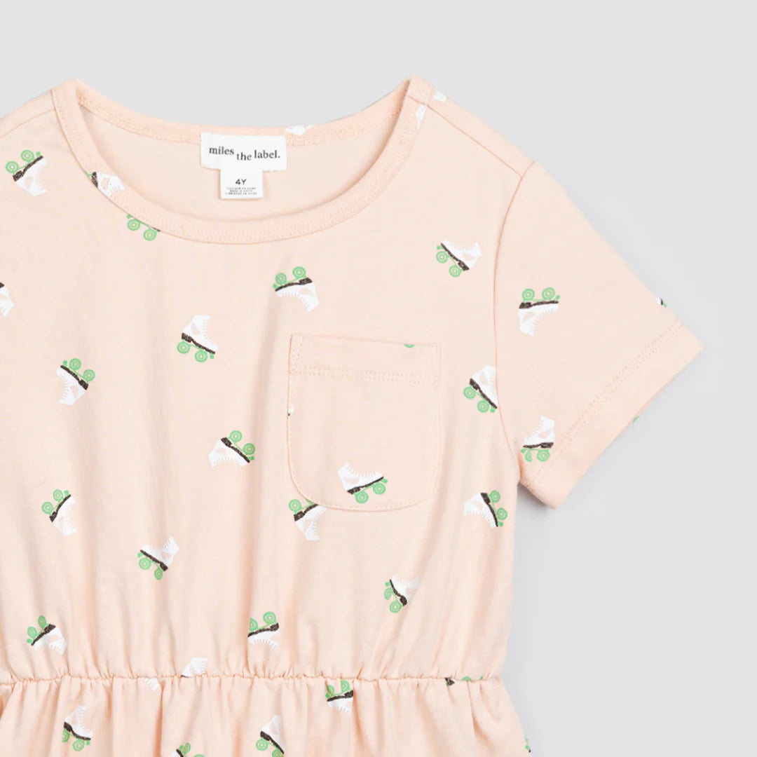 Kids Roller Skates Pink Jersey Dress (Size 6X)