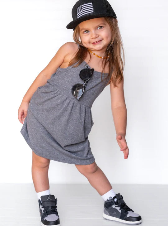 Charcoal Ribbed Dress