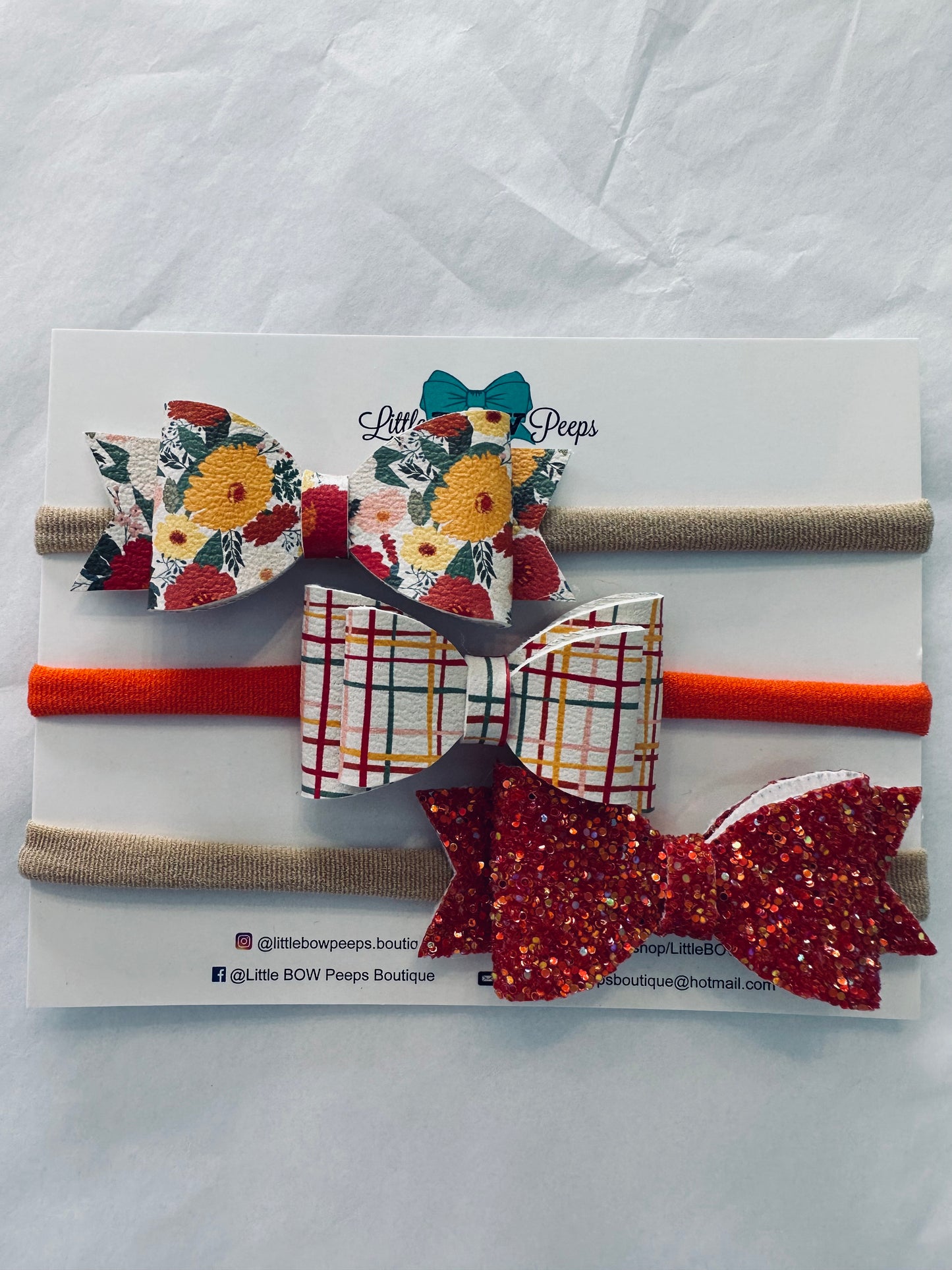 3 Pack Vegan Leather Bow Headbands