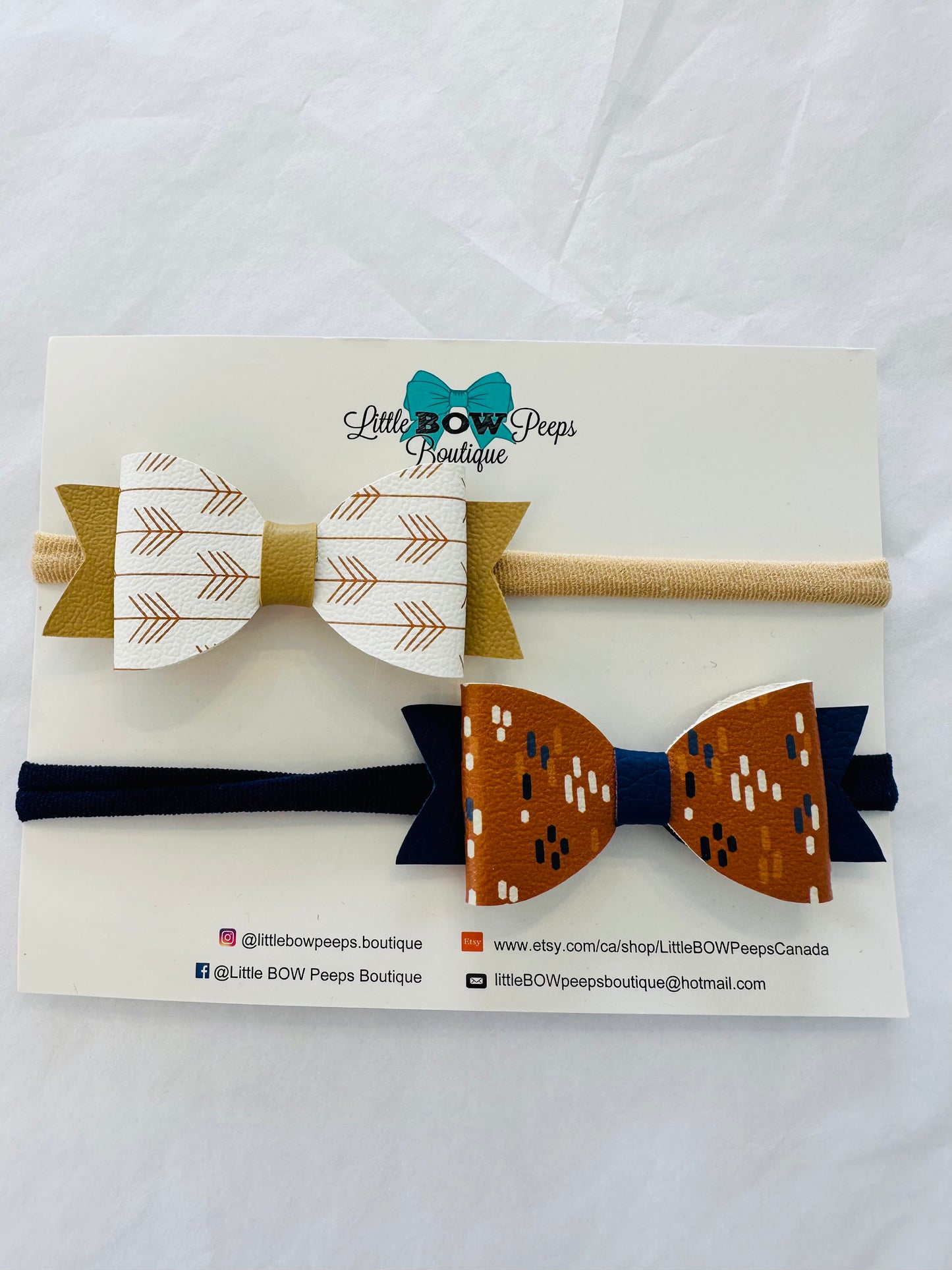 3 Pack Vegan Leather Bow Headbands