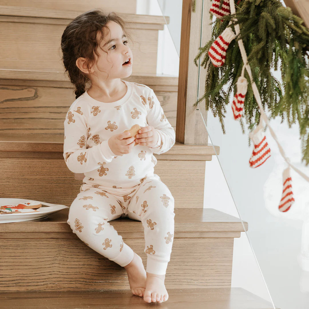 Gingerbread Print PJ Set