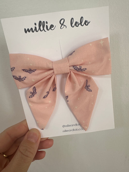 Pink with Purple Bats Adeline Bow