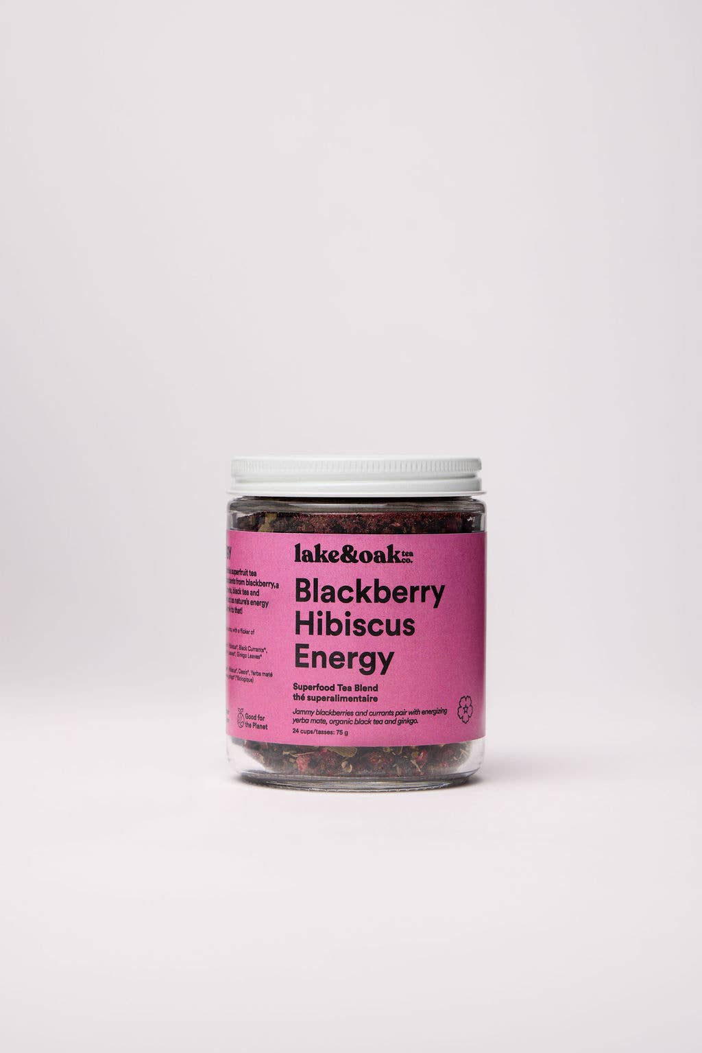 Blackberry Hibiscus Energy - Superfood Tea Blend: Glass Jar - 24 Cups