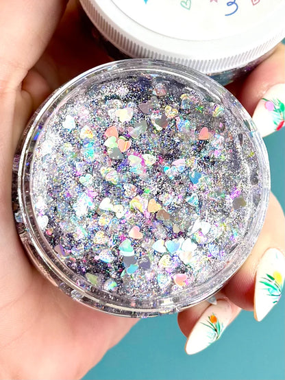 Holo Hearts Glittery Hair Gel