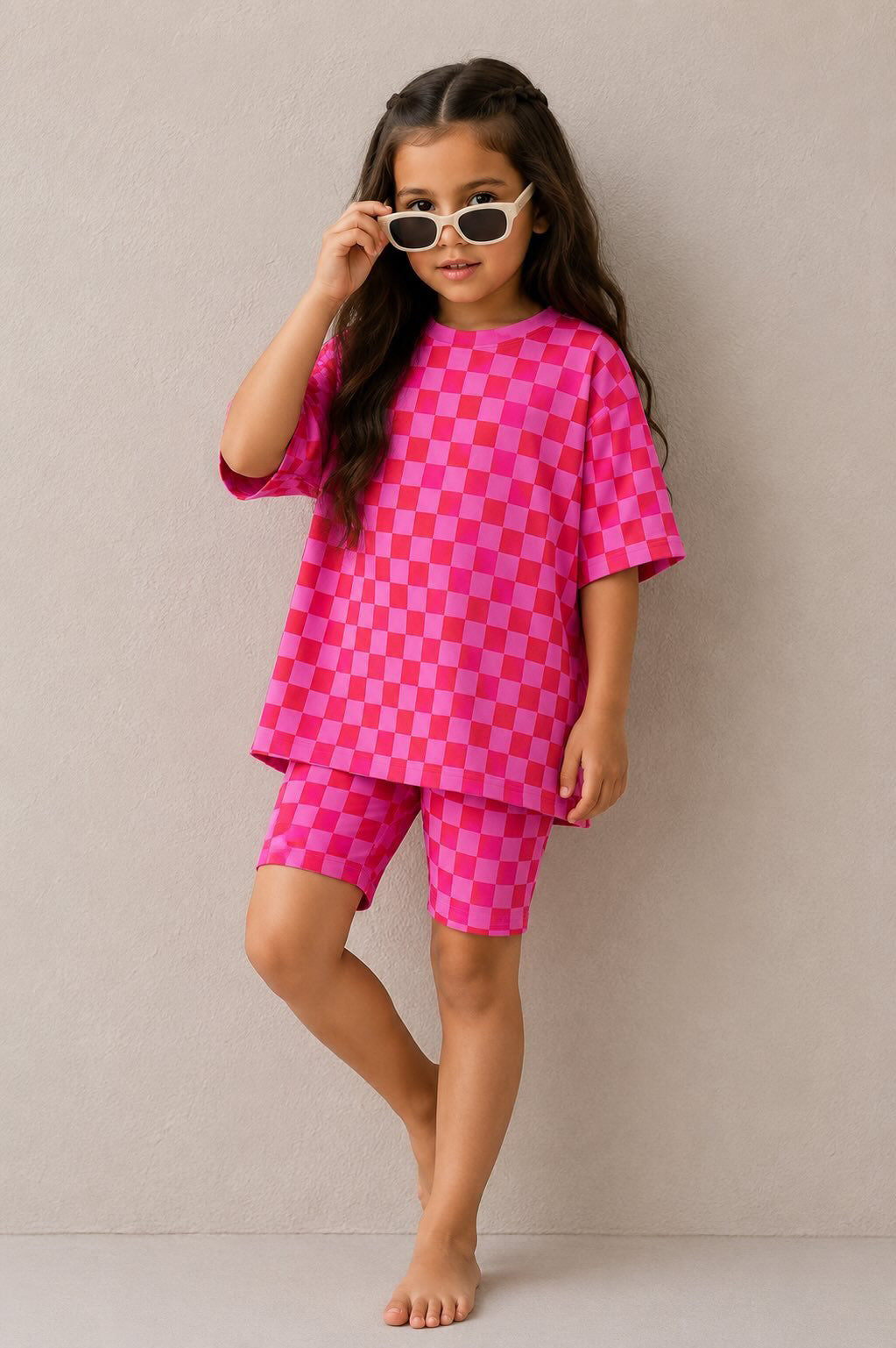 Hot Pink Check Short Set
