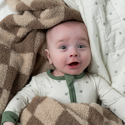 Plush Toddler Blankets | Brown Check