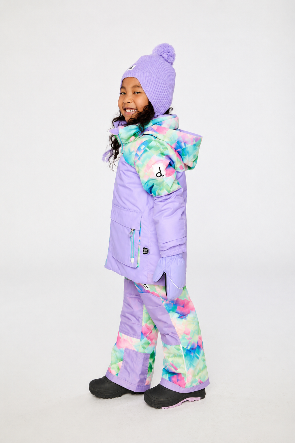 Two Piece Play Snowsuit Multicolored With A Diamond Pattern