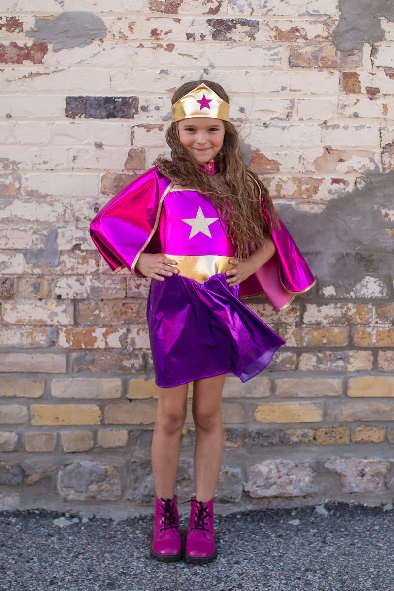 Superhero Star Dress, Cape & Headpiece (5-6)