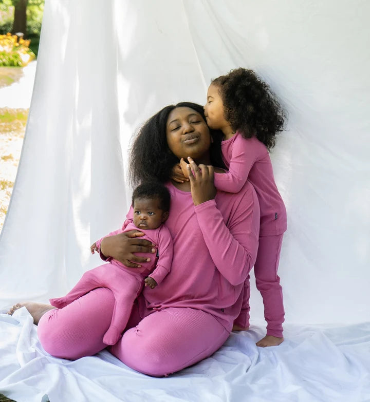 Ribbed Bamboo L/S PJ Set - Rosewood