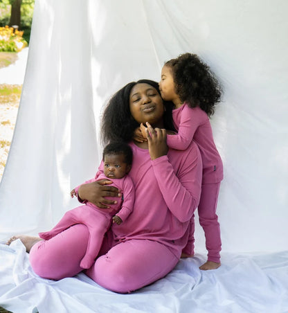 Ribbed Bamboo L/S PJ Set - Rosewood