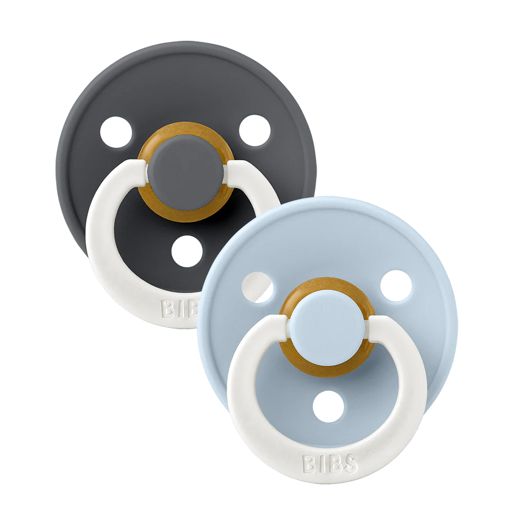 BIBS Pacifier - Iron/Baby Blue GLOW