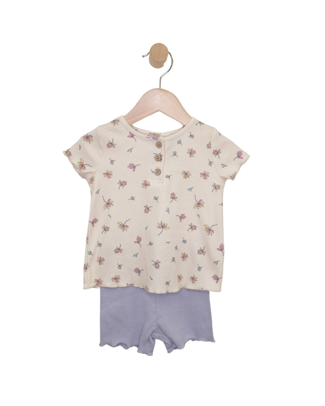 Baby Floral Ribbed Short Set