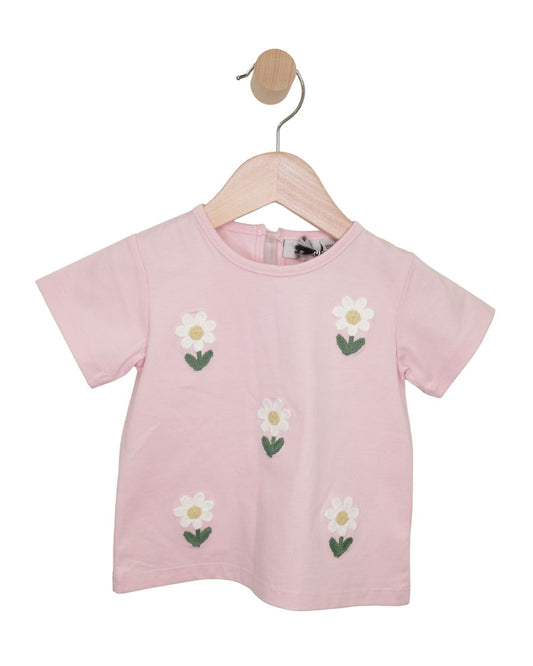 Baby Pink Tee with Daisies
