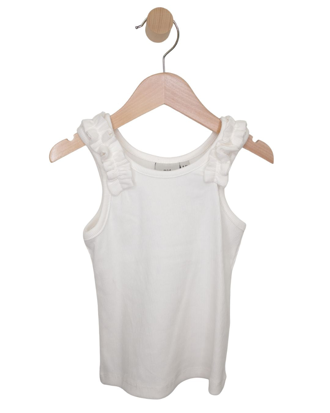 White Ruffle Ribbed Tank