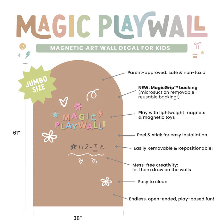 *NEW MAGIC GRIP BACKING* JUMBO Magic Playwall - Arch Magnetic Wall Decal for Kids