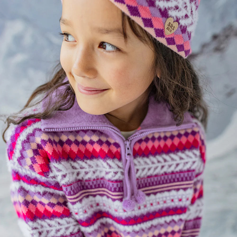 Kids Purple Knitted Sweater With Patterns
