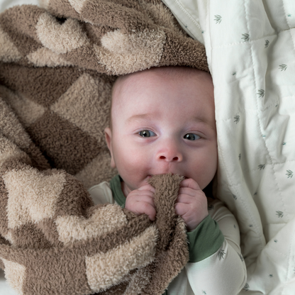 Plush Toddler Blankets | Brown Check