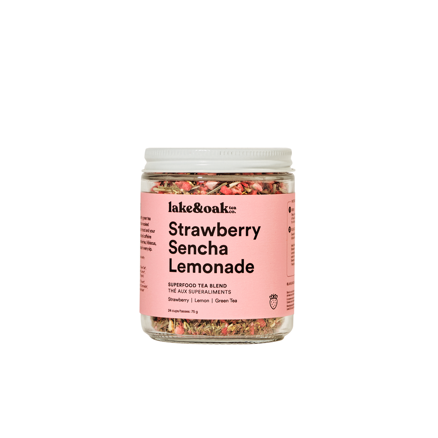 Strawberry Sencha Lemonade - Superfood Tea Blend: Glass Jar - 24 Cups