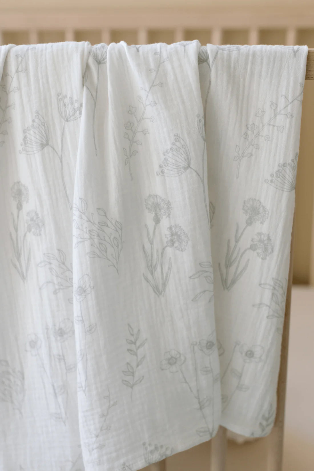 Organic Cotton Swaddle Blanket - Sage Floral