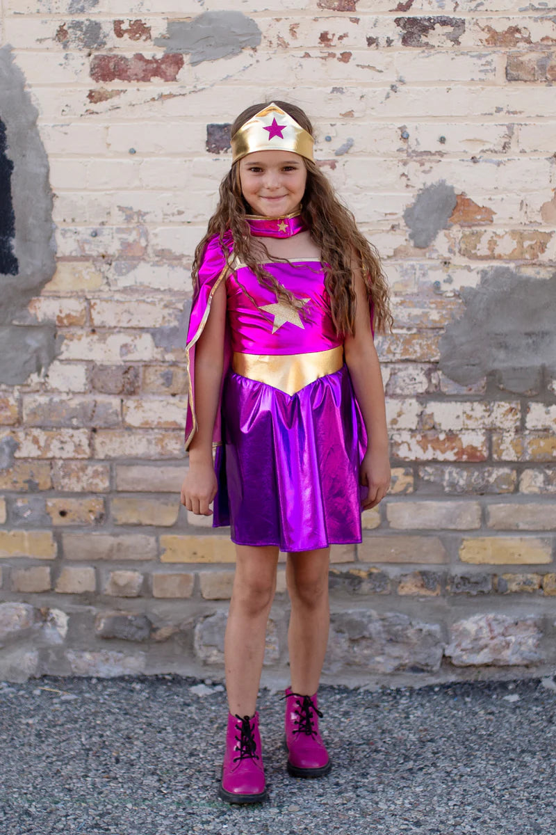 Superhero Star Dress, Cape & Headpiece (5-6)