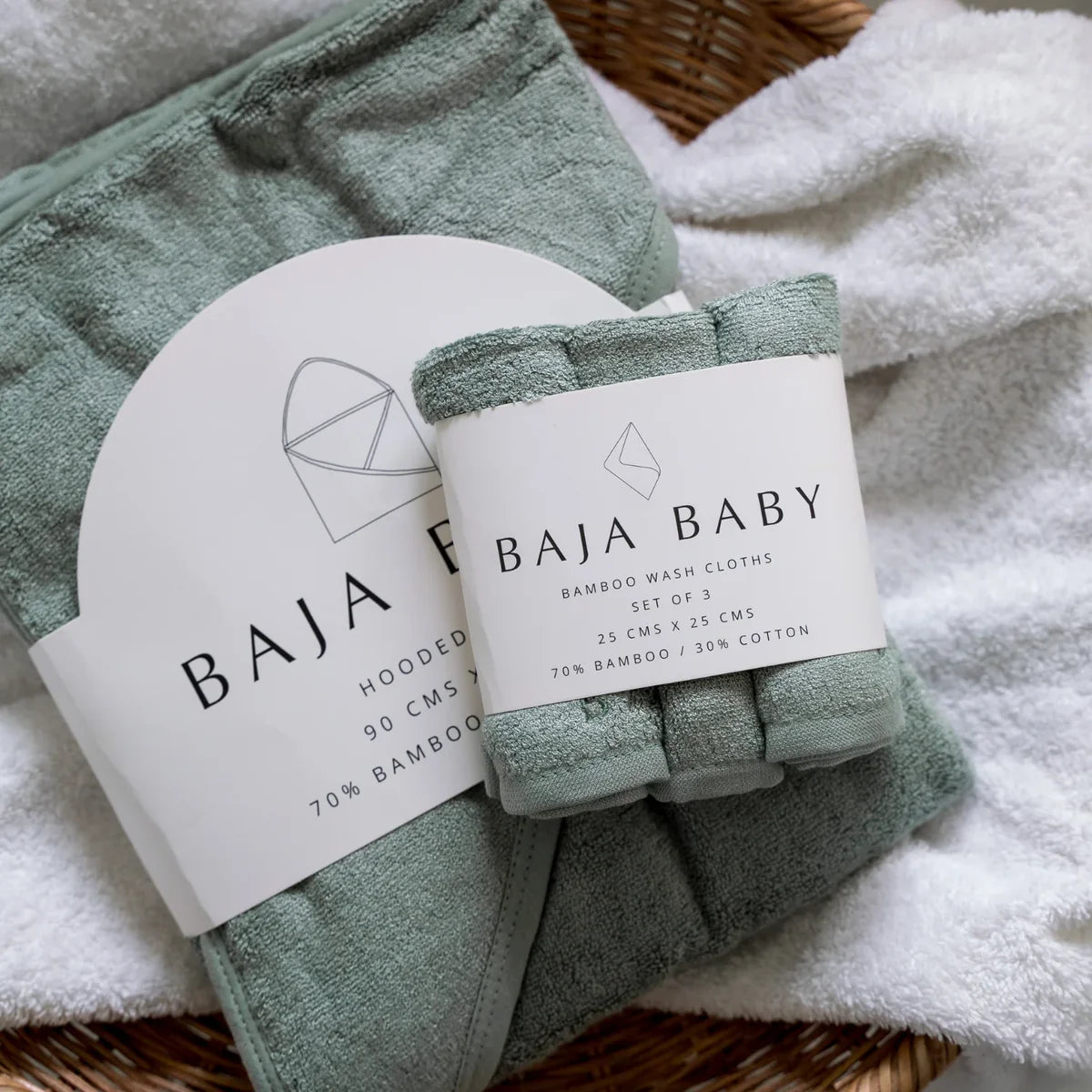 Sage Green Bamboo/Cotton Hooded Towels