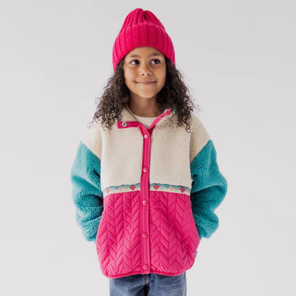 Children's pink and turquoise plush jacket