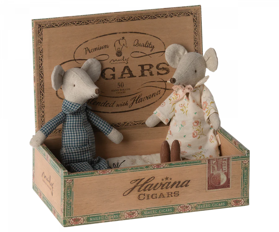 Grandma & Grandpa Mice in Cigarbox