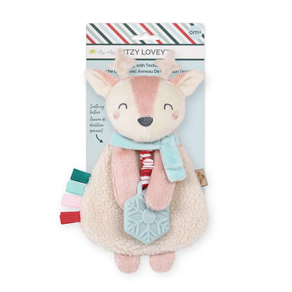 Holiday Itzy Lovey™ Plush + Teether Toy - Pink Reindeer