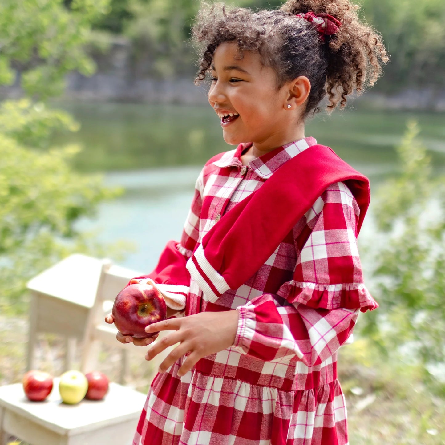 Red & Cream Plaid Dress in Flannel