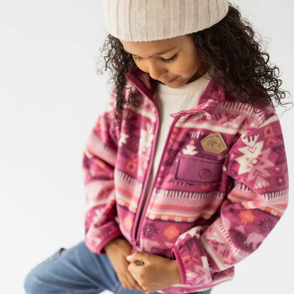 Pink Fleece Jacket With Patterns
