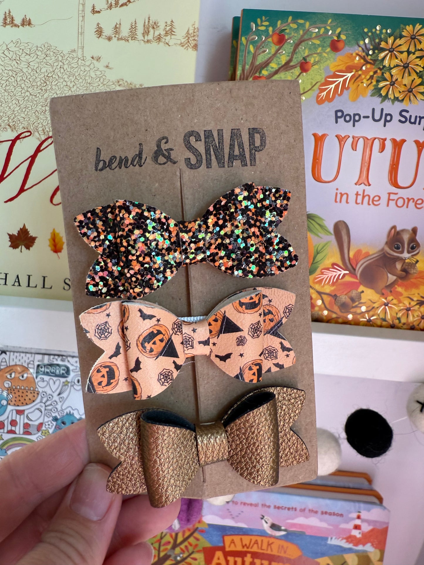 Halloween/Fall 3 Pack Bow Clips