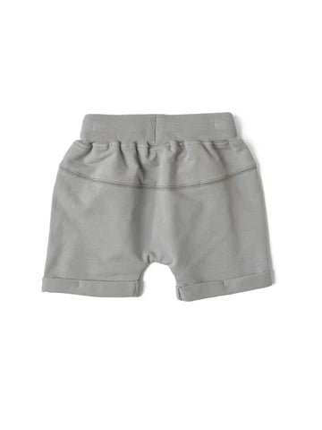 Hazy Grey Raw Edge Harem Shorts