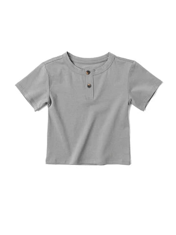 Hazy Grey Jersey Henley Tee